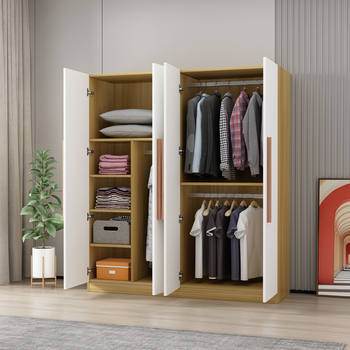 4 Door Swing Wardrobe 160*50*180H White-Wood 05