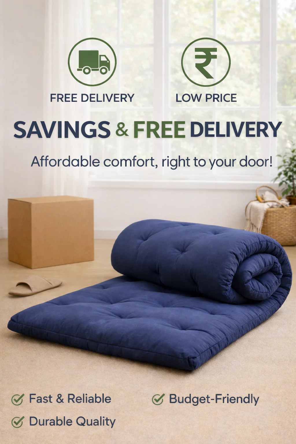 SINGLE Mattress Foldable Cotton Light-Filled / Floor & Bed Use (78x36x1.5 Inches)