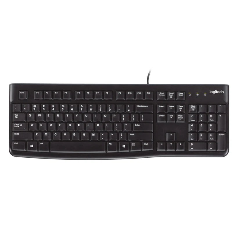 K120 Corded USB Keyboard with Spill Resistant Design - Black