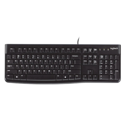 K120 Corded USB Keyboard with Spill Resistant Design - Black