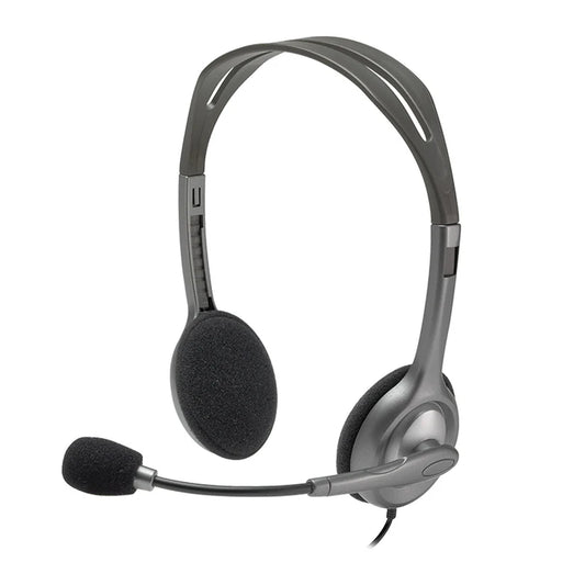 H110 3.5mm Wired Dual Plug Computer Stereo Headset with Mic - Black