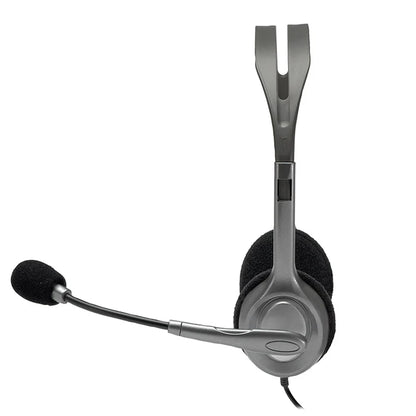 H110 3.5mm Wired Dual Plug Computer Stereo Headset with Mic - Black