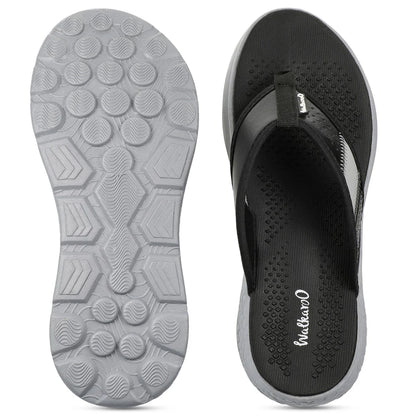 Walkaroo Men Textured Thong Flip-Flop - WC4238 Black Grey