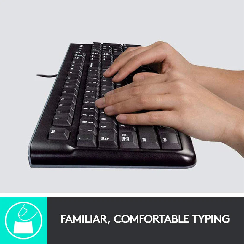 K120 Corded USB Keyboard with Spill Resistant Design - Black