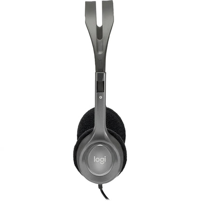 H110 3.5mm Wired Dual Plug Computer Stereo Headset with Mic - Black