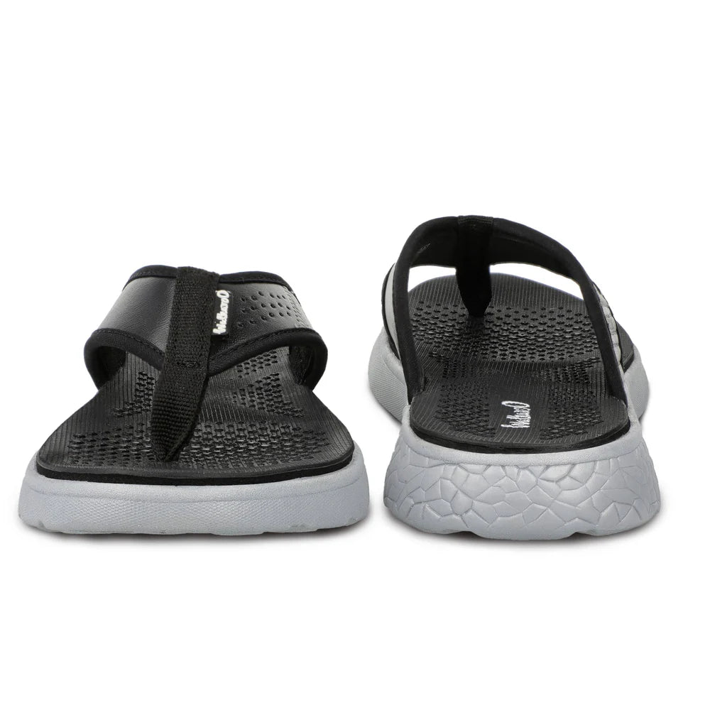 Walkaroo Men Textured Thong Flip-Flop - WC4238 Black Grey