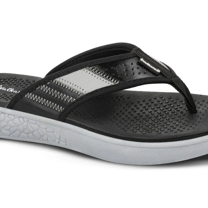 Walkaroo Men Textured Thong Flip-Flop - WC4238 Black Grey