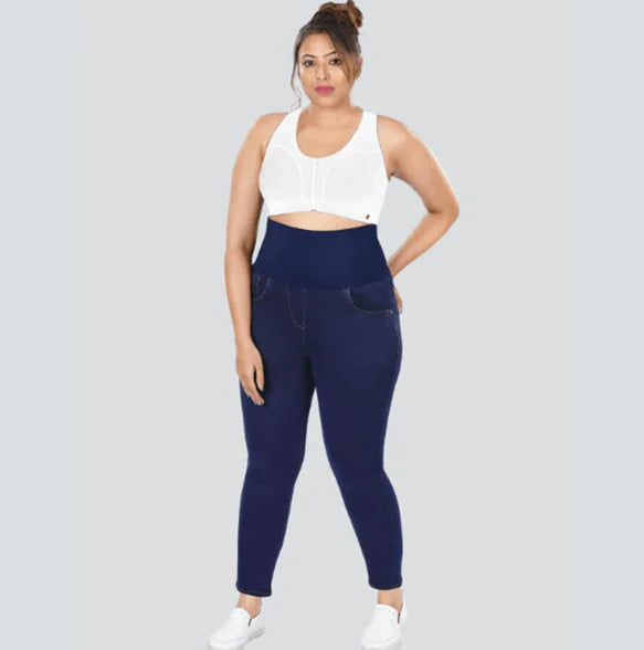 YDIS ShapeX Denim Jeans With 6-Inch Compression Belt Indigo Blue
