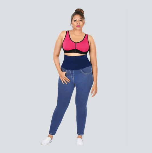 YDIS ShapeX Denim Jeans With 6-Inch Compression Belt Cobalt Blue