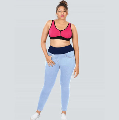 YDIS ShapeX Denim Jeans With 4-Inch Compression Belt Ice Blue