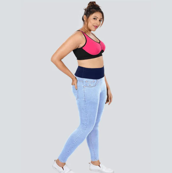 YDIS ShapeX Denim Jeans With 4-Inch Compression Belt Ice Blue