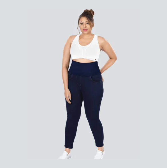 YDIS ShapeX Denim Jeans With 6-Inch Compression Belt Black