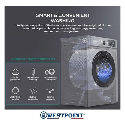 6Kg Front Load Inverter Washing Machine With 16 Washing Programs / 15 Minutes Quick Wash, WMT610B25, White