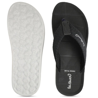 Walkaroo Men Solid Thong Sandals - WG5002  Black