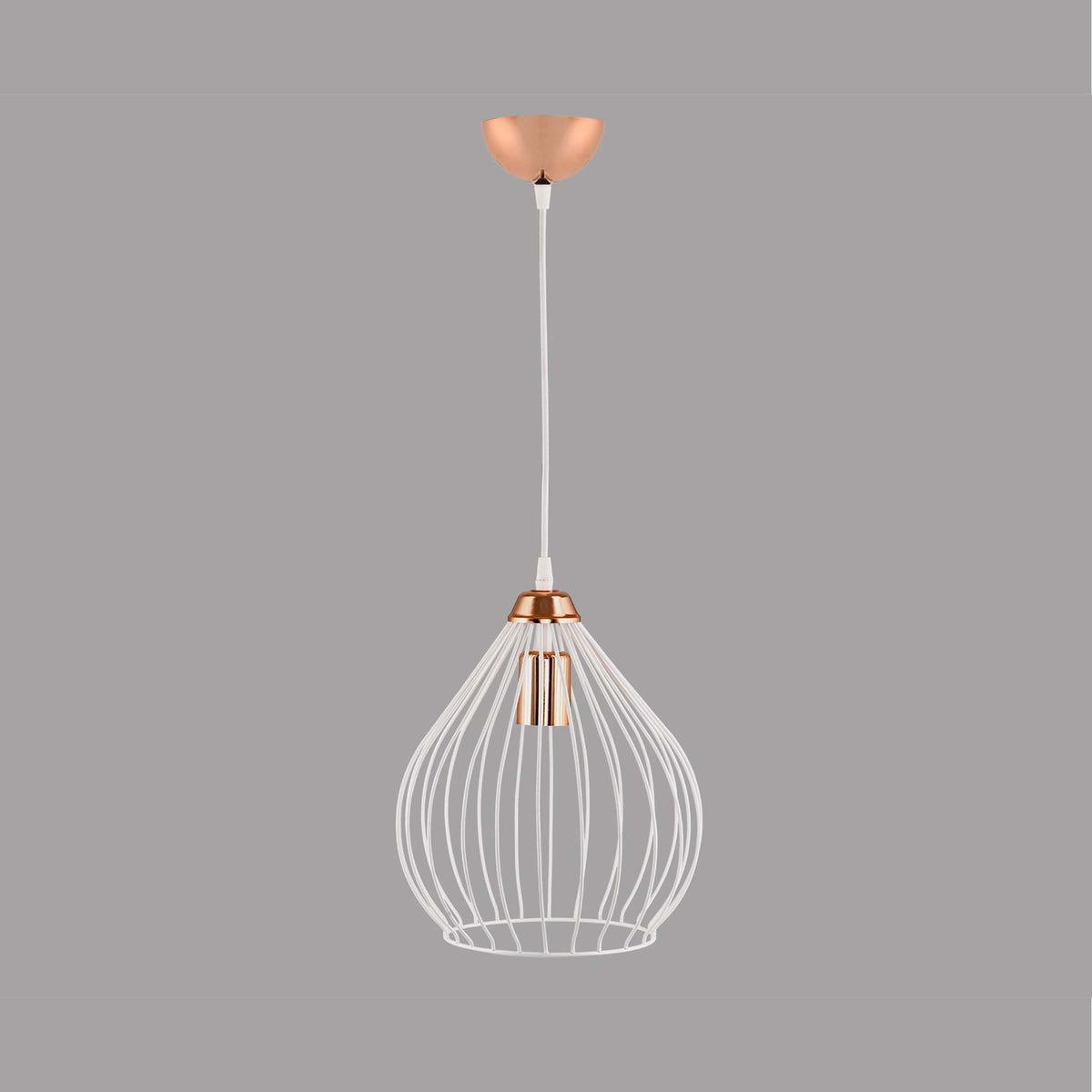 Single Pear Pendant Lamp White Gold DE6-132