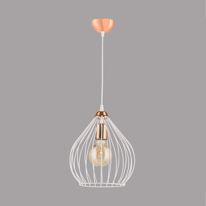 Single Pear Pendant Lamp White Gold DE6-132
