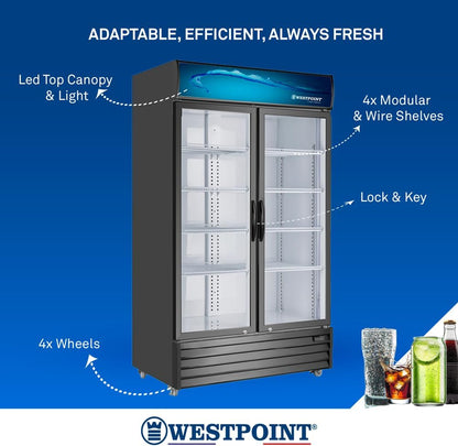 800L 2Door Chiller With Tempered Glass Self Closing Doors 560 W WPSN8217T2 Black