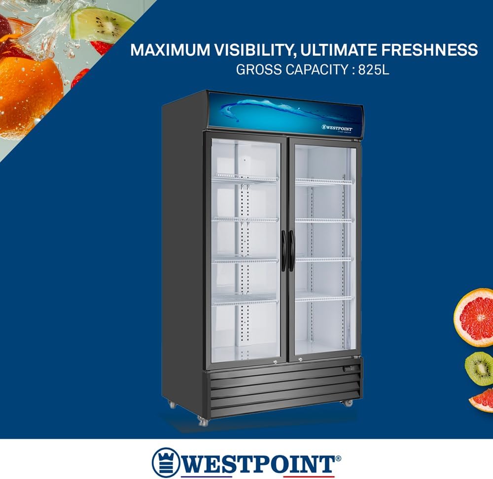 800L 2Door Chiller With Tempered Glass Self Closing Doors 560 W WPSN8217T2 Black