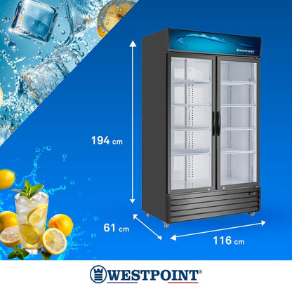 800L 2Door Chiller With Tempered Glass Self Closing Doors 560 W WPSN8217T2 Black