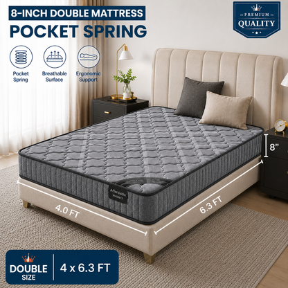 8-inch DOUBLE Mattress (4x6.3ft) Pocket Spring
