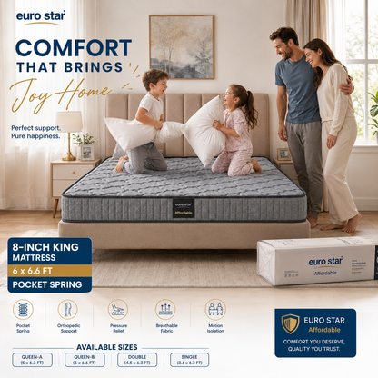 8-inch KING Mattress (6x6.6ft) Pocket Spring