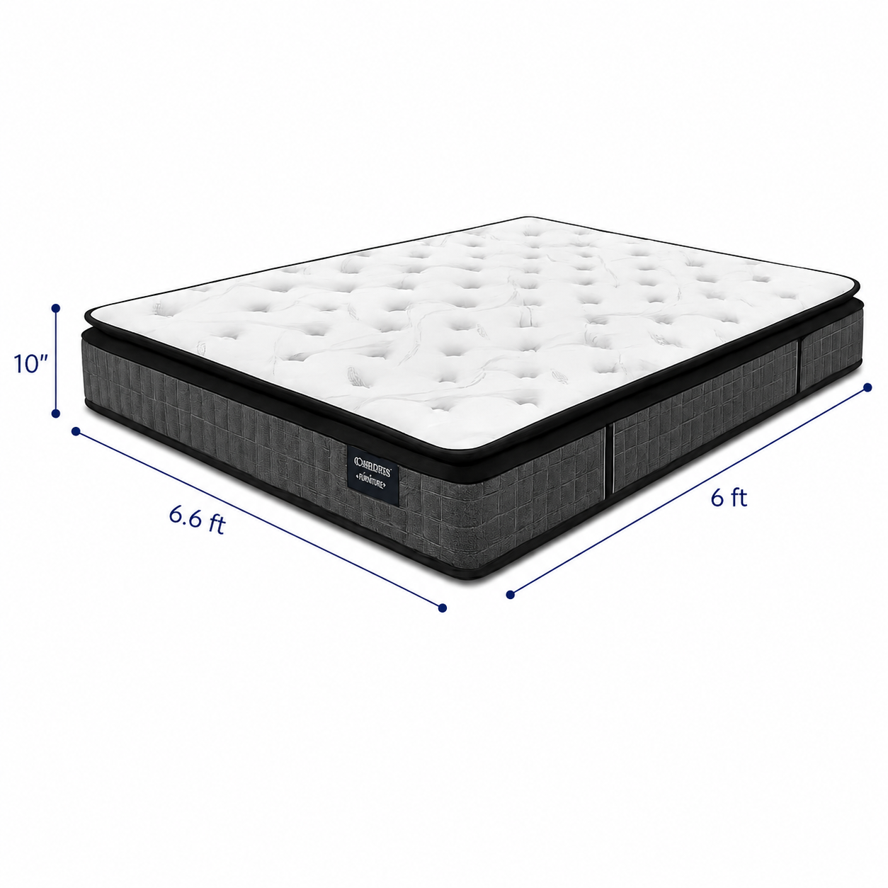 10-inch KING Mattress (6x6.6ft) Pillow Top Pocket Spring
