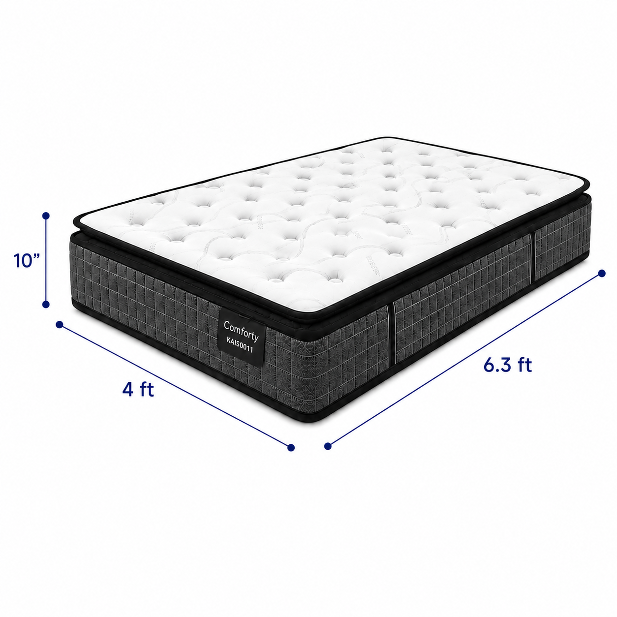 10-inch DOUBLE Mattress (4x6.3ft) Pillow Top Pocket Spring