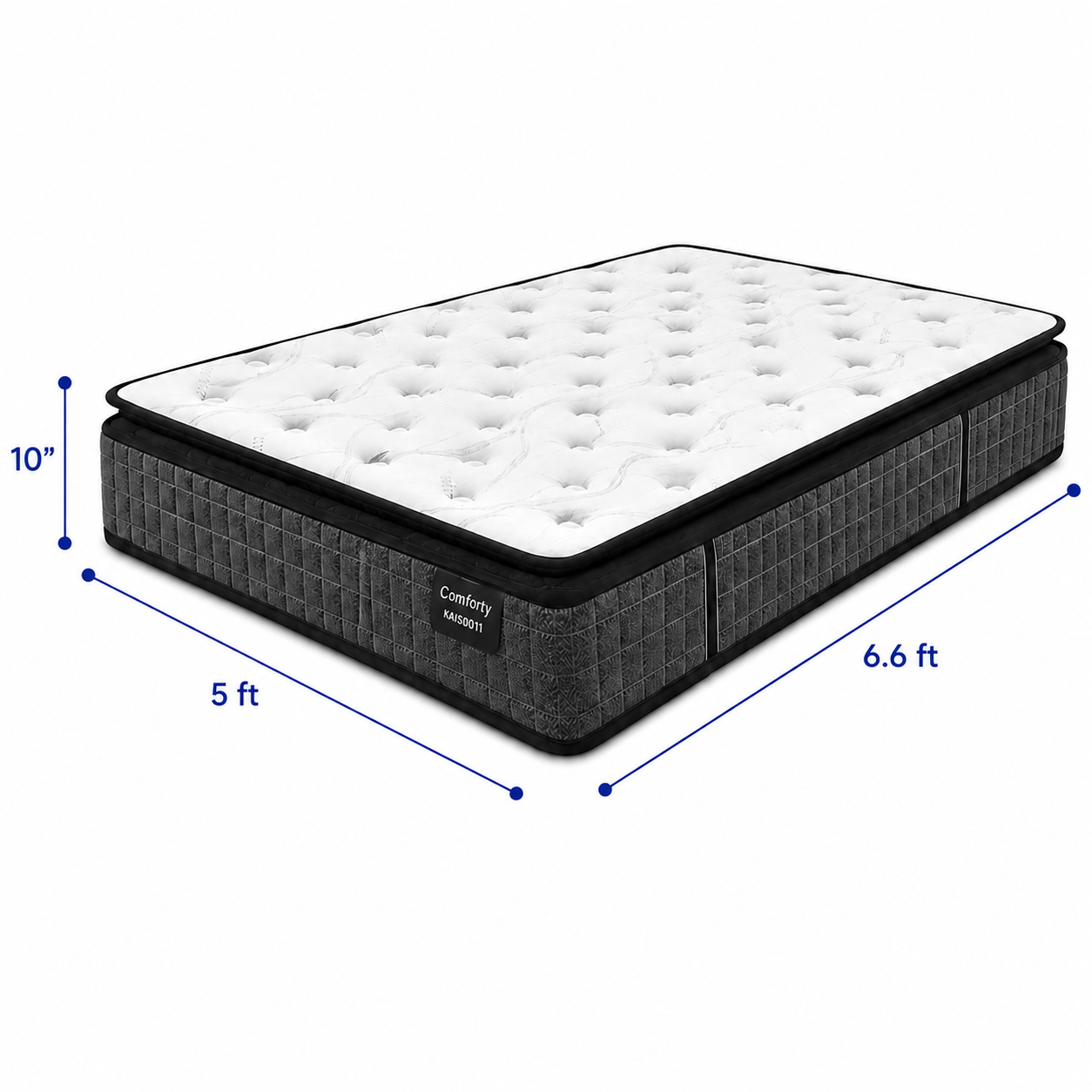 10-inch QUEEN-B  Mattress (5x6.6ft) Pillow Top Pocket Spring