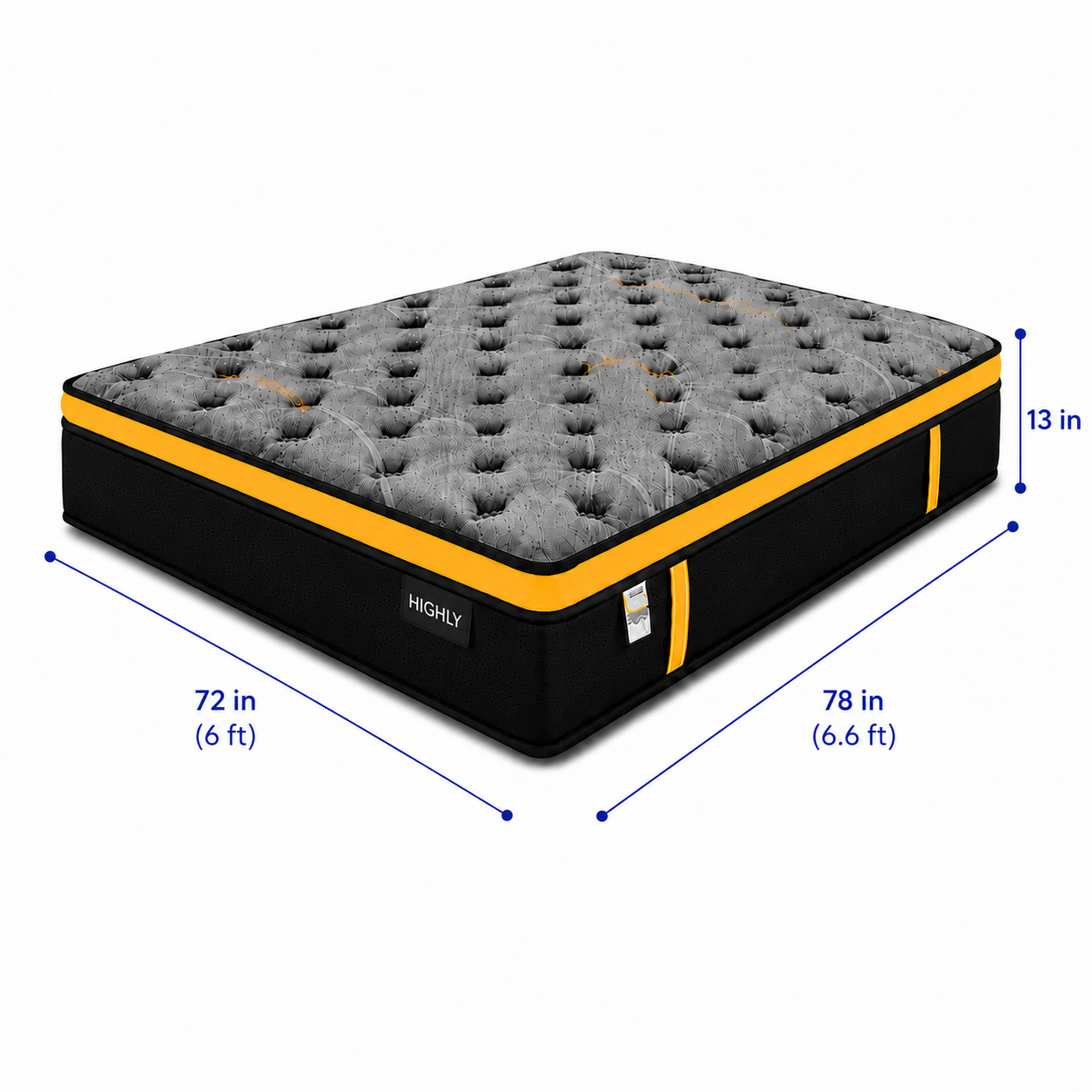 13-inch KING Mattress Highly (6x6.6ft) Euro Top with Memory Foam Pocket Spring