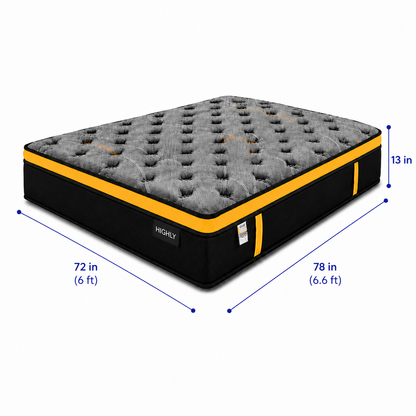 13-inch KING Mattress Highly (6x6.6ft) Euro Top with Memory Foam Pocket Spring