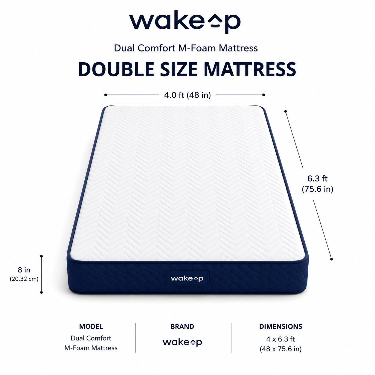 8-inch DOUBLE Dual Comfort M-Foam Mattress with Body Zone Technology (4x6.3ft)