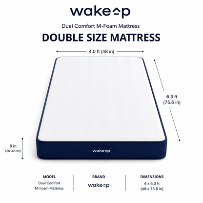 8-inch DOUBLE Dual Comfort M-Foam Mattress with Body Zone Technology (4x6.3ft)