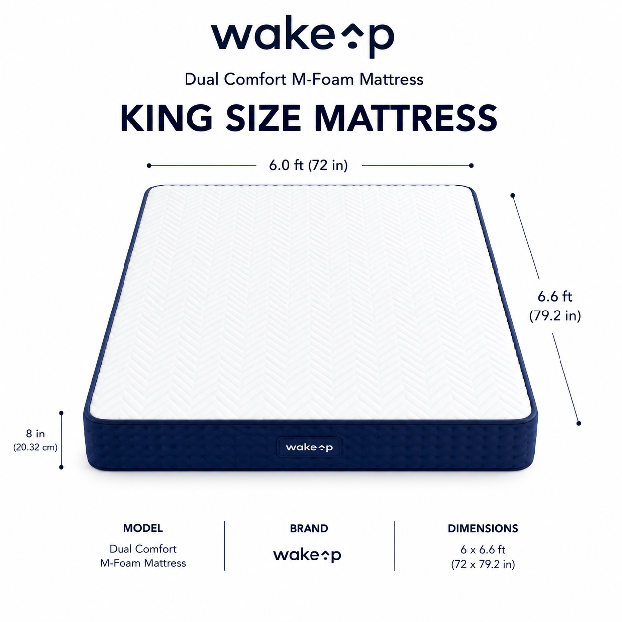 8-inch KING Dual Comfort M-Foam Mattress with Body Zone Technology (6x6.6ft)