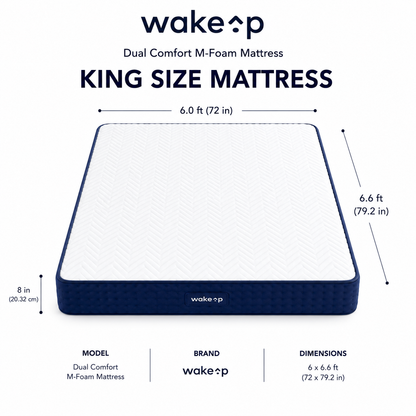 8-inch KING Dual Comfort M-Foam Mattress with Body Zone Technology (6x6.6ft)