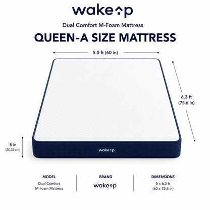 8-inch QUEEN-A Dual Comfort M-Foam Mattress with Body Zone Technology (5x6.3ft)