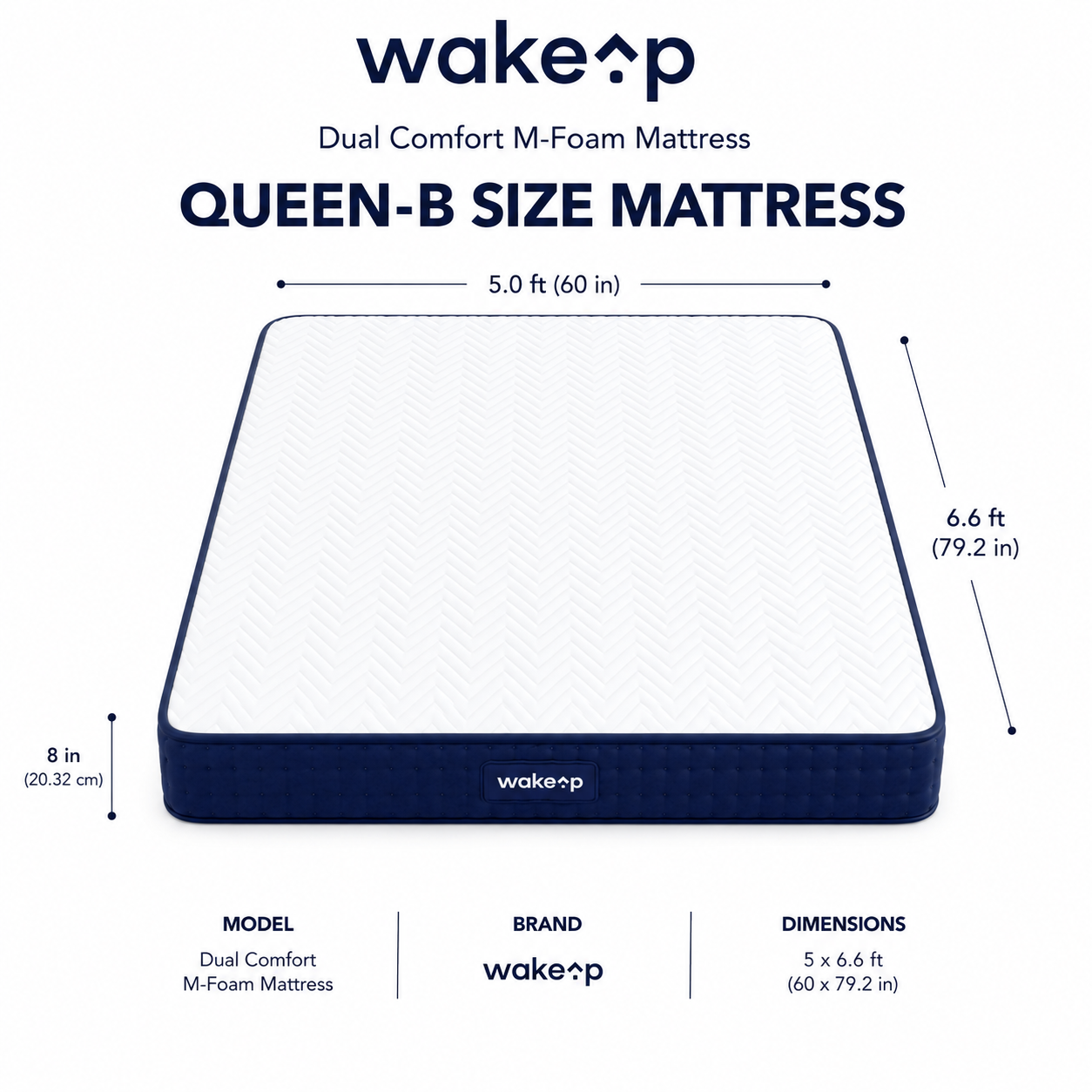 8-inch QUEEN-B Dual Comfort M-Foam Mattress with Body Zone Technology (5x6.6ft)