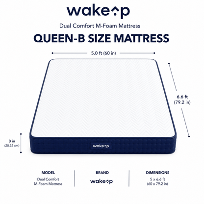 8-inch QUEEN-B Dual Comfort M-Foam Mattress with Body Zone Technology (5x6.6ft)