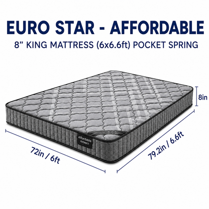8-inch KING Mattress (6x6.6ft) Pocket Spring