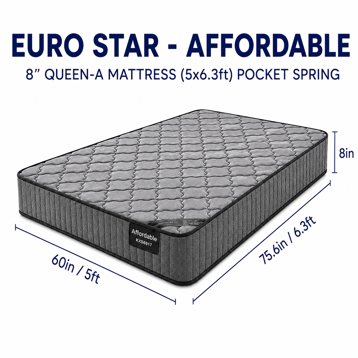 8-inch QUEEN-A Mattress (5x6.3ft) Pocket Spring
