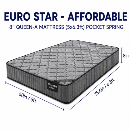 8-inch QUEEN-A Mattress (5x6.3ft) Pocket Spring