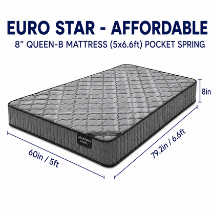 8-inch QUEEN-B  Mattress (5x6.6ft) Pocket Spring