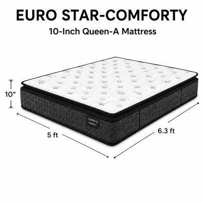 10-inch QUEEN-A Mattress (5x6.3ft) Pillow Top Pocket Spring