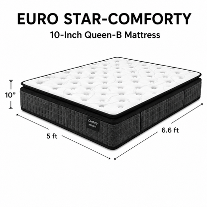 10-inch QUEEN-B  Mattress (5x6.6ft) Pillow Top Pocket Spring