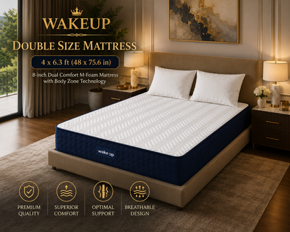 8-inch DOUBLE Dual Comfort M-Foam Mattress with Body Zone Technology (4x6.3ft)