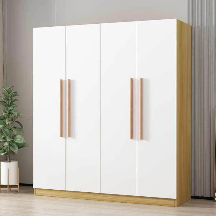 4 Door Swing Wardrobe 160*50*180H White-Wood 05