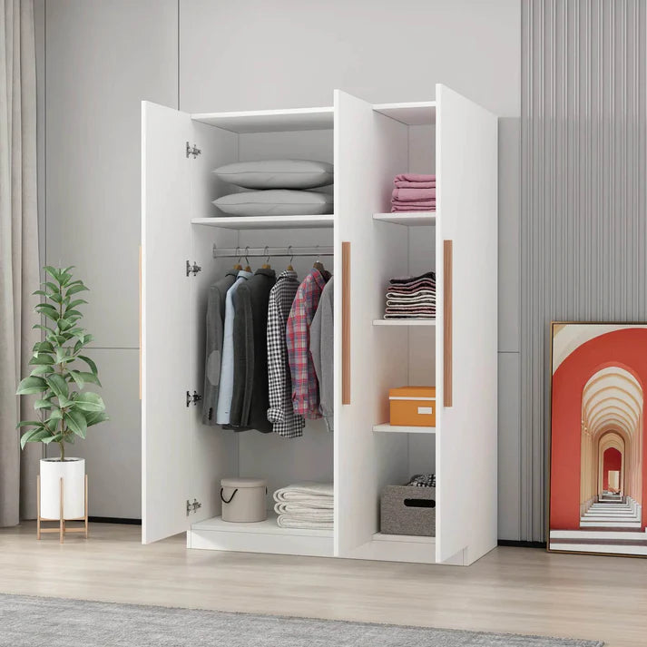 3 Door Swing Wardrobe 120*50*180H White-Wood 05