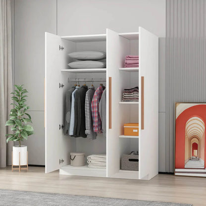 3 Door Swing Wardrobe 120*50*180H White-Wood 05