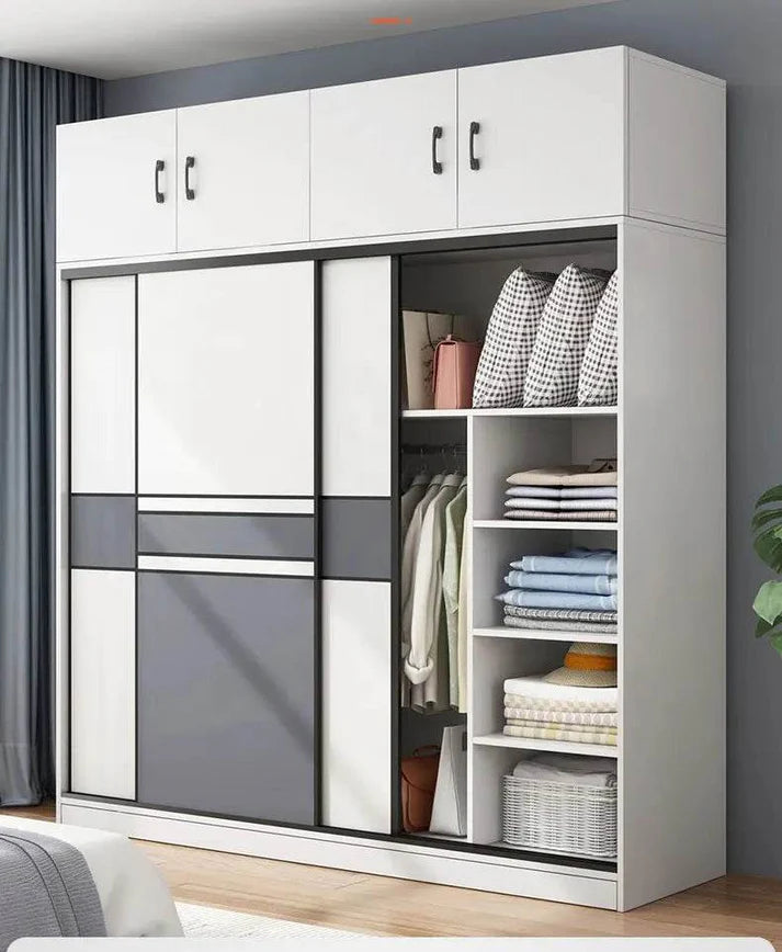 3 Door Sliding Wardrobe 180*50*200cm Grey-White 04