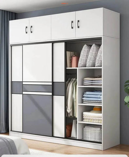 3 Door Sliding Wardrobe 180*50*200cm Grey-White 04