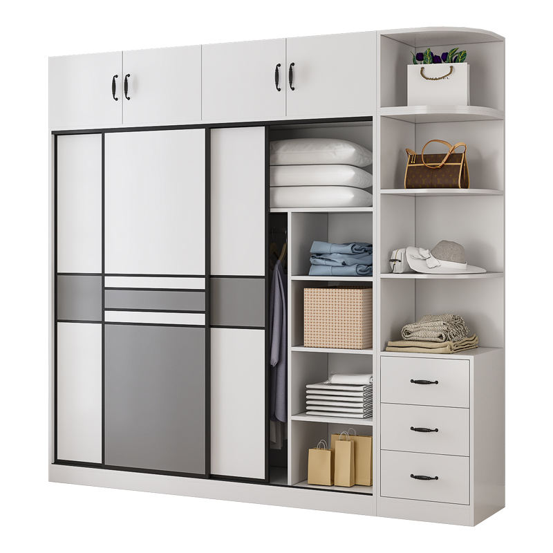 3 Door Sliding Wardrobe 200*50*200cm Grey-White 04
